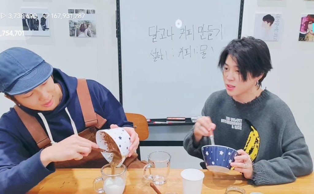 BTS Jimin X RM 'Dalgona Coffee Making' Challenge