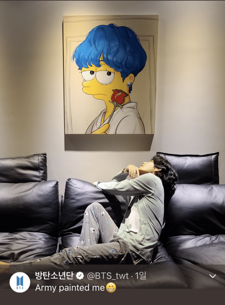 BTS V Uploaded 'Simpson Taehyung' Drawn by Fans