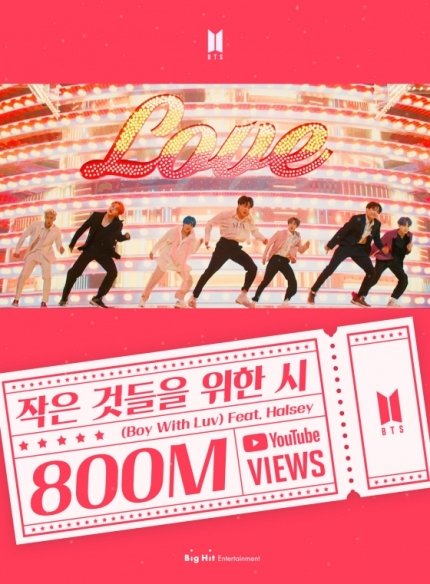 BOY WITH LUV (Feat. Halsey) SURPASSED 800M VIEWS
