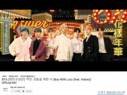 BOY WITH LUV (Feat. Halsey) SURPASSED 800M VIEWS